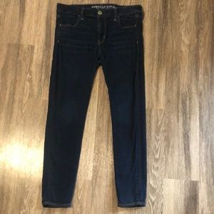 American Eagle, Super Super Stretch skinny jeans, dark wash, 10 short